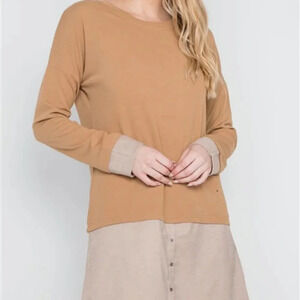 Oversized Knit  Combo Long Sleeve Sweater Dress